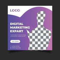 modelo de postagem de mídia social de marketing digital, agência de marketing digital e promoção de venda de negócios, modelo de folheto quadrado. vetor