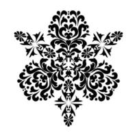 flores de damasco estilizadas. ornamento de arabesco oriental. ornamento barroco vintage. Preto e branco. padrão oriental. para estêncil, tatuagem, marchetaria, corte a laser e estampas. vetor