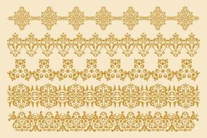 um conjunto de cinco bordas decorativas. molduras de damasco em estilo antigo. elemento de desenho vetorial. computação gráfica. vetor