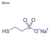 fórmula esquelética vetorial de mesna. molécula química da droga. vetor