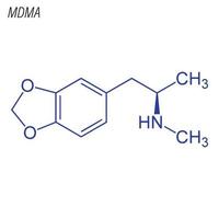 fórmula esquelética vetorial de mdma. molécula química da droga. vetor