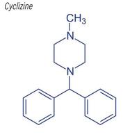 fórmula esquelética vetorial da ciclizina. molécula química da droga. vetor