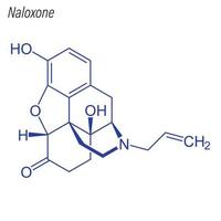 fórmula esquelética vetorial de naloxona. molécula química da droga. vetor