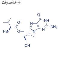 fórmula esquelética vetorial de valganciclovir. molécula química da droga vetor