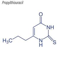 fórmula esquelética vetorial de propiltiouracil. droga química mole vetor