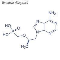fórmula esquelética vetorial do tenofovir disoproxil. droga química m vetor