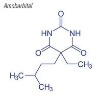 fórmula esquelética vetorial do amobarbital. molécula química da droga. vetor