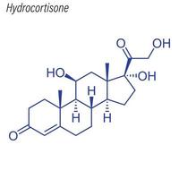 fórmula esquelética vetorial da hidrocortisona. molécula química da droga vetor