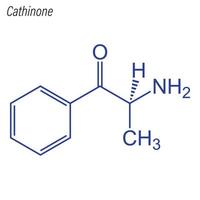 fórmula esquelética vetorial de catinona. molécula química da droga. vetor