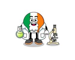 mascote da bandeira da irlanda como cientista vetor