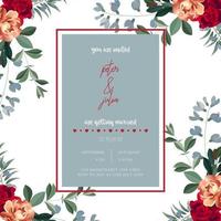 Cartão de convite de casamento floral vetor
