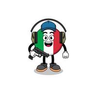 personagem mascote da bandeira da itália fazendo campo de tiro vetor