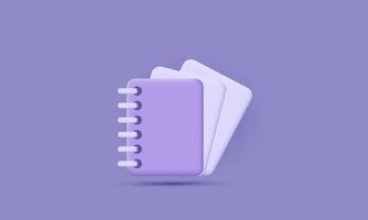 bloco de notas realista 3d vazio violeta em fundo pastel vetor