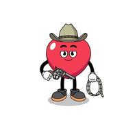 personagem mascote do amor como um cowboy vetor