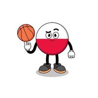 ilustração da bandeira da polônia como jogador de basquete vetor