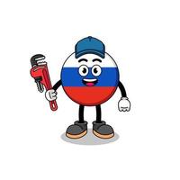 desenho de ilustração de bandeira da rússia como encanador vetor