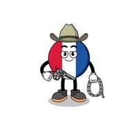 personagem mascote da bandeira da frança como cowboy vetor