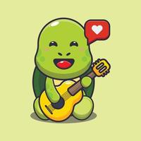 tartaruga bonitinha tocando guitarra ilustração vetorial de desenho animado vetor