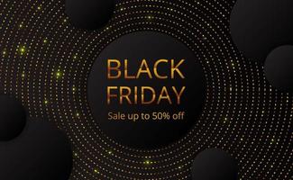 Oferta de venda sexta-feira negra modelo de cartaz de banner com brilho de ponto dourado de círculo vetor