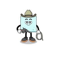 personagem mascote de cubo de açúcar como um cowboy vetor