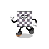 ilustração de mascote de tabuleiro de xadrez em execução vetor