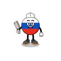 mascote da bandeira da rússia como açougueiro vetor