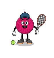 ilustração de cebola vermelha como jogador de tênis vetor