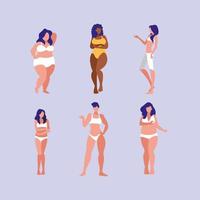 conjunto de mulheres de tamanhos diferentes
