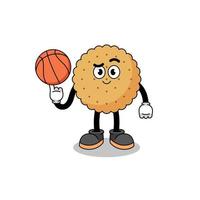ilustração redonda de biscoito como jogador de basquete vetor