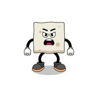 ilustração dos desenhos animados de tofu com expressão de raiva vetor