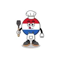 ilustração de mascote do chef de bandeira holandesa vetor