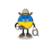 personagem mascote da bandeira da ucrânia como cowboy vetor