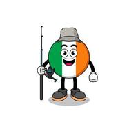 ilustração de mascote do pescador de bandeira da irlanda vetor