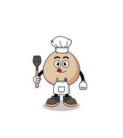 ilustração de mascote de chef de saco de dinheiro vetor