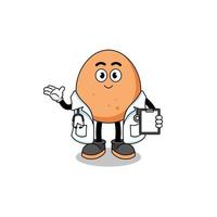 mascote dos desenhos animados do médico do ovo vetor