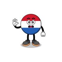 ilustração dos desenhos animados de bandeira holandesa fazendo a mão de parada vetor