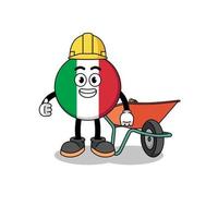 desenho de bandeira da itália como empreiteiro vetor