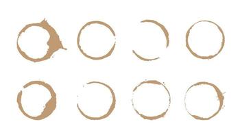 Conjunto de anéis para manchas de café. ilustração vetorial. vetor