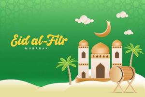 ilustração vetorial de cartão de saudação eid al fitr mubarak vetor