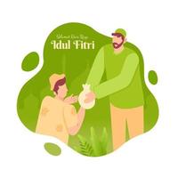 selamat hari raya idul fitri é outra língua do feliz eid mubarak em indonésio vetor