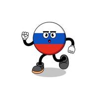 executando a ilustração de mascote de bandeira da rússia vetor