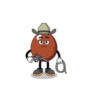 personagem mascote de ovo de chocolate como cowboy vetor