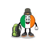 ilustração do mascote da bandeira da irlanda como um caminhante vetor