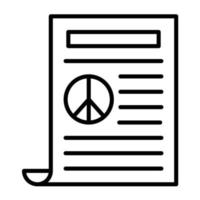 ícone da linha do tratado de paz vetor
