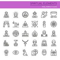 Conjunto de elementos espirituais de linha fina preto e branco vetor