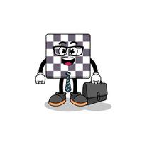 mascote do tabuleiro de xadrez como empresário vetor