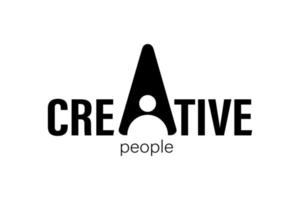 modelo de design premium de logotipo de pessoas criativas vetor