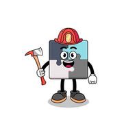mascote dos desenhos animados do bombeiro quebra-cabeça vetor