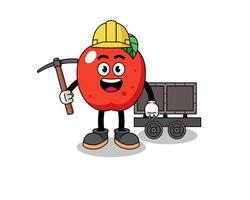 ilustração de mascote de minerador de maçã vetor