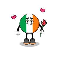 mascote da bandeira da irlanda se apaixonando vetor